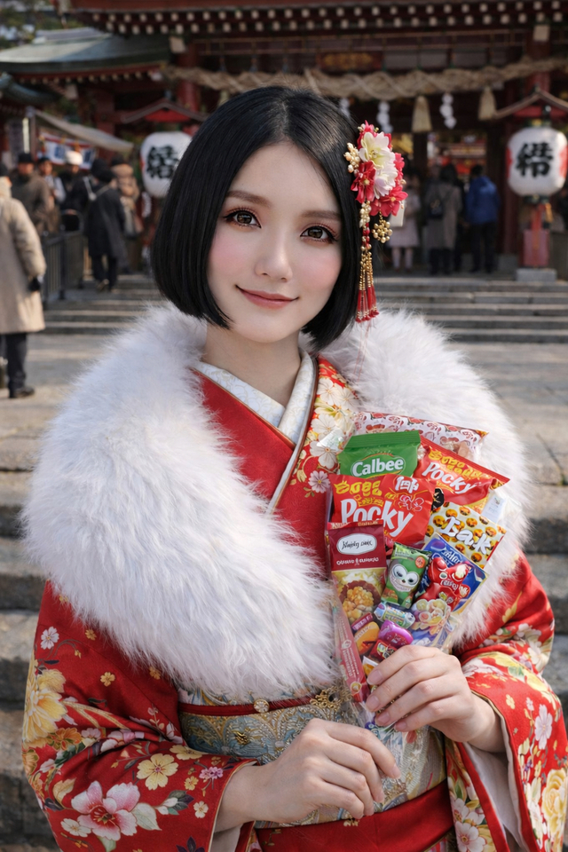 お菓子を持っているところがポイントです（画像）