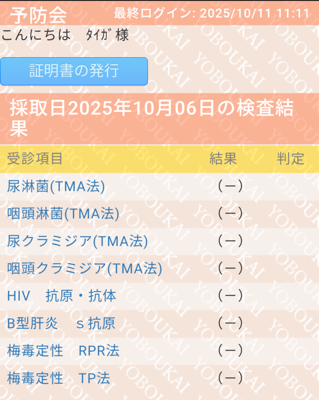 今月も陰性です！
