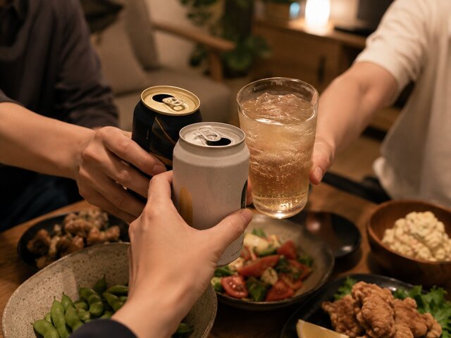 缶で乾杯