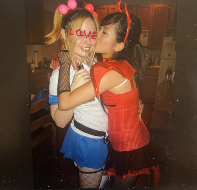 Girl-on-girl kisses