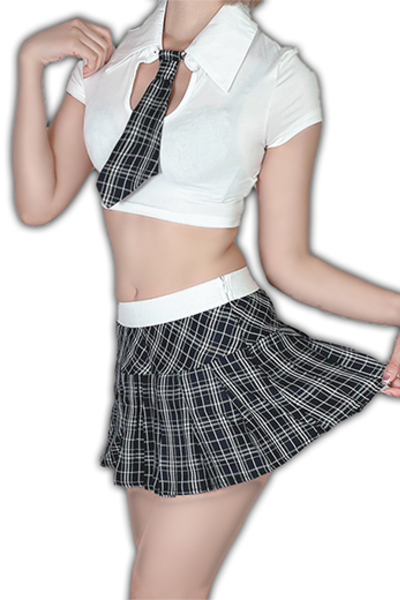 ギン立ち！へそ出し制服ミニ(黒)