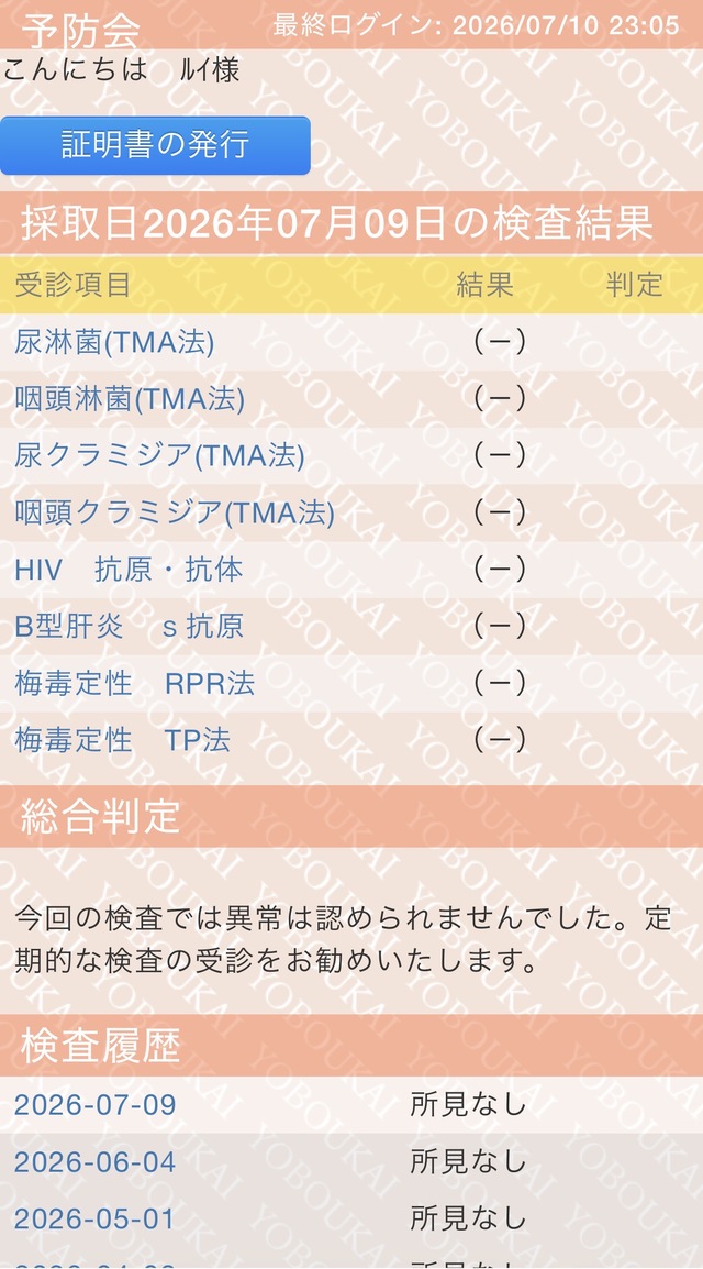 検査結果