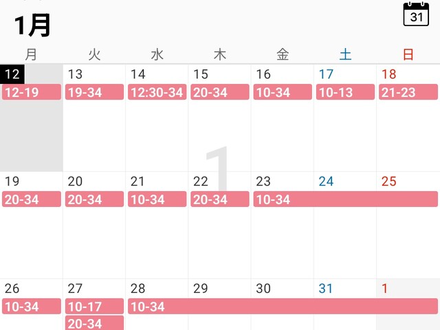 1月12日〜2月1日🗓
