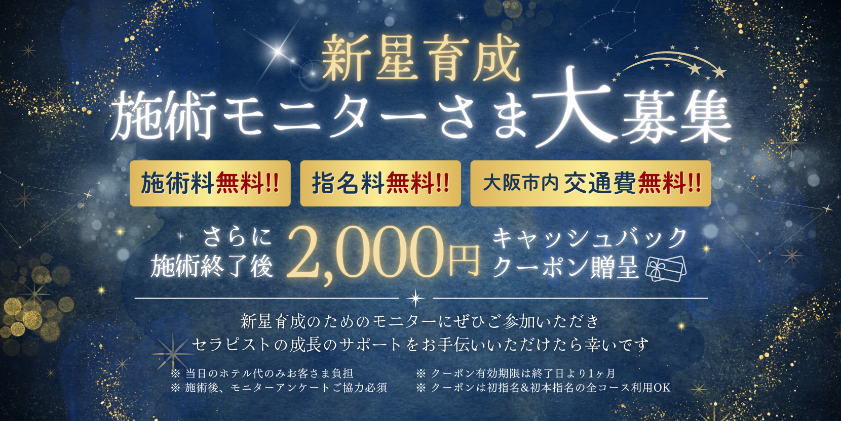 無料&特典付き💠新星セラピ育成モニター大募集！