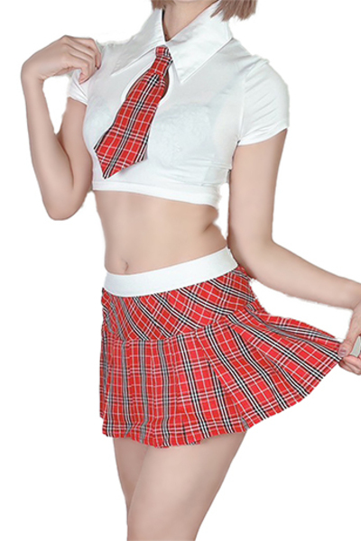 ギン立ち！へそ出し制服ミニ(赤)