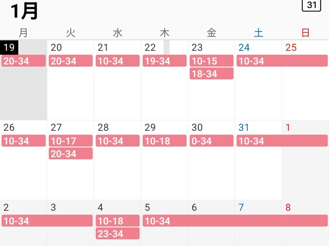 1月19日〜2月8日🗓