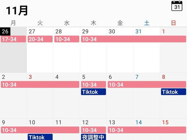 〜11月15日(日)の出勤🗓