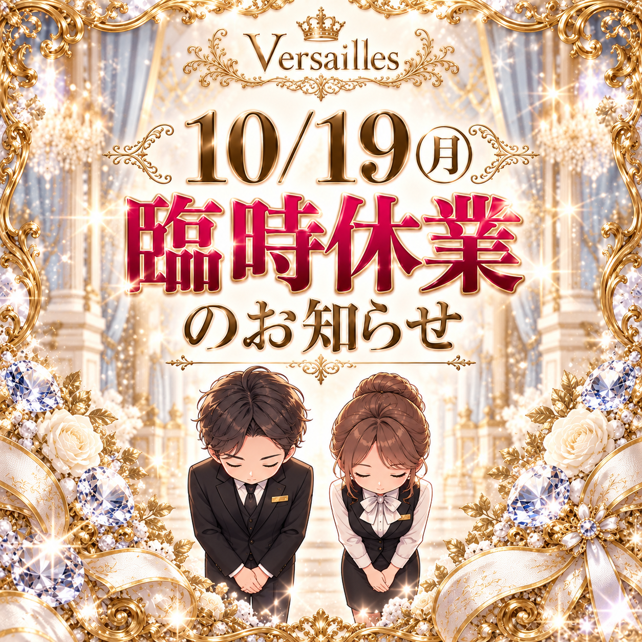 10／19　休業のお知らせ！！