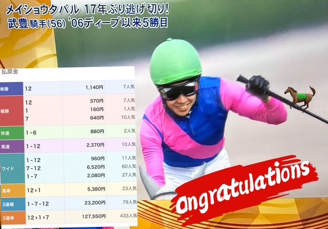 ～～7番人気：武豊騎手騎乗メイショウタバル🐎♡～～