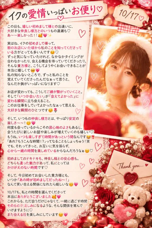 💌10/17『イクの愛情いっぱいお便り🔖 .·』